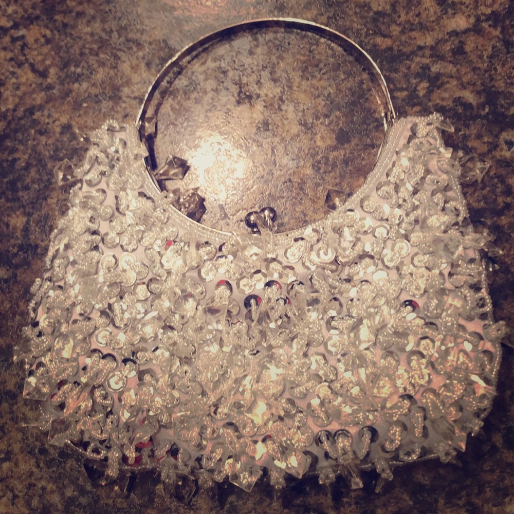 Silver bling sequin bag